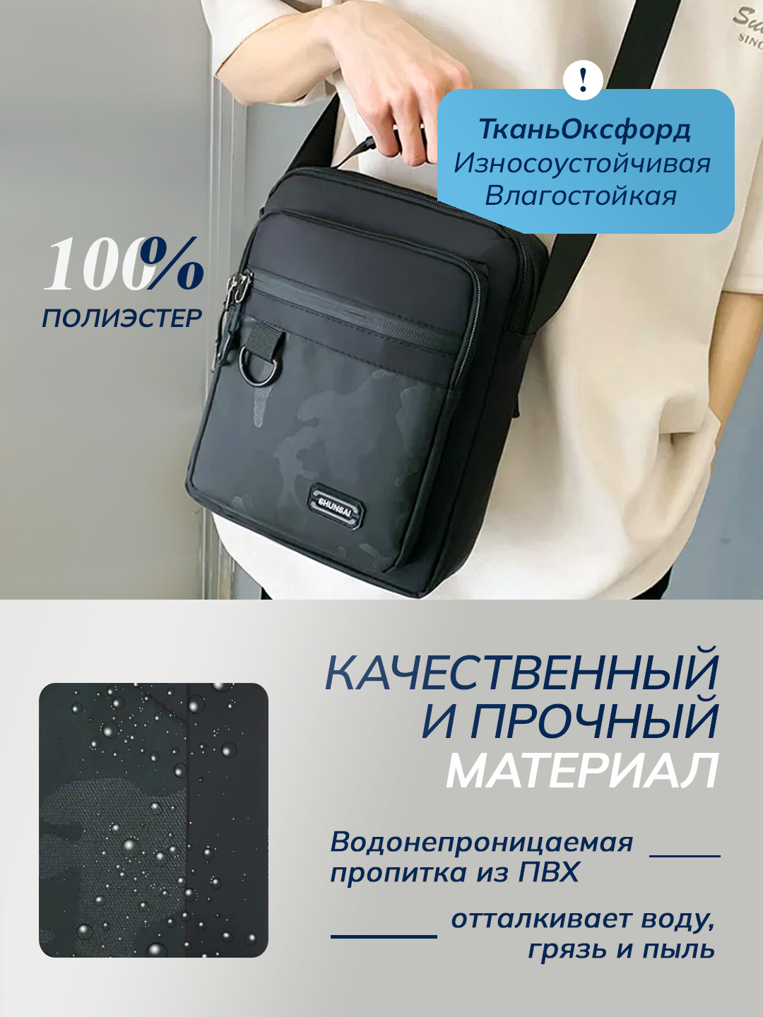 Сумка кросс-боди DUCATPRO, фактура матовая, гладкая, черная — фото 1