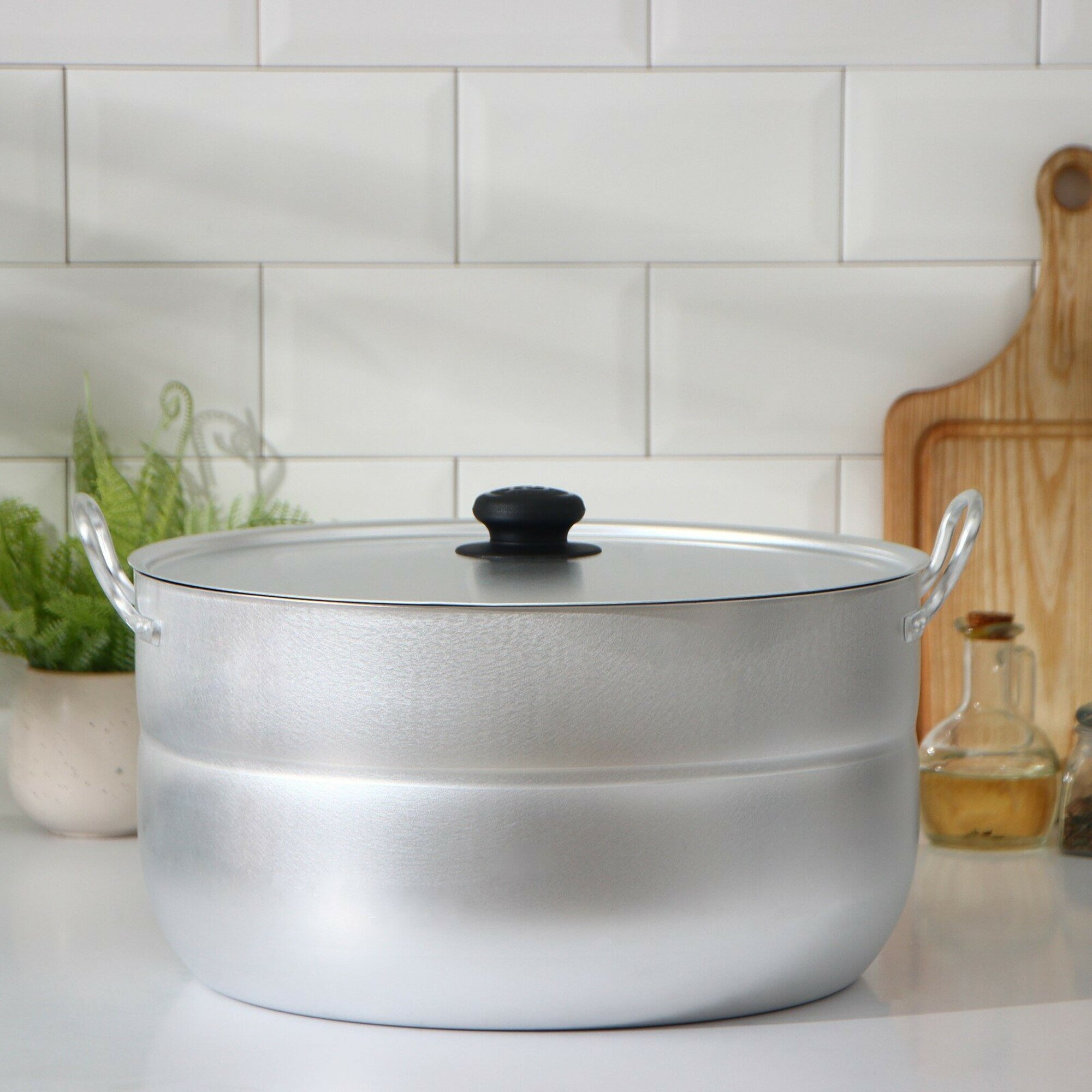 Кастрюля Белая калитва, с крышкой, штампованный алюминий, 15 л, серый