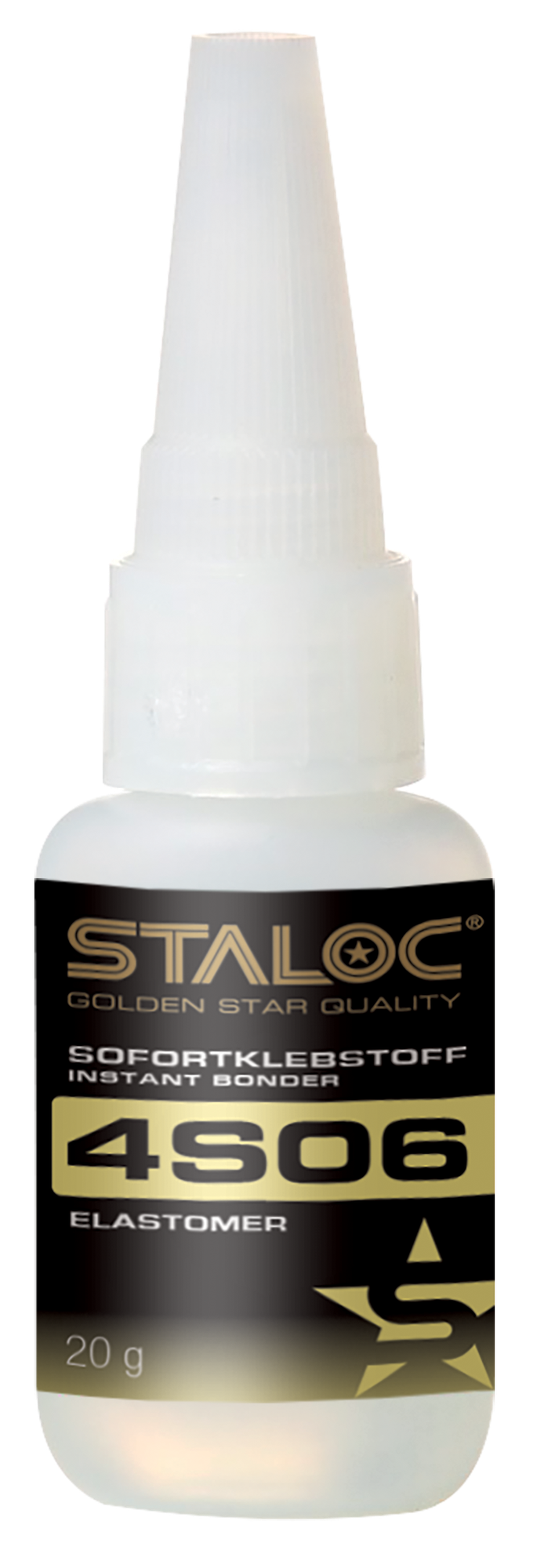 Моментальный цианоакрилатный клей STALOC 4s06 низковязкий (аналог Loctite 406) 20г для резин и пластиков 104409020