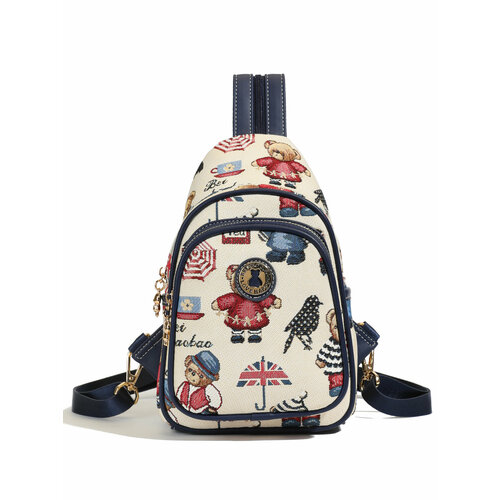 Сумка слинг BeiBaoBao, фактура тиснение, синий