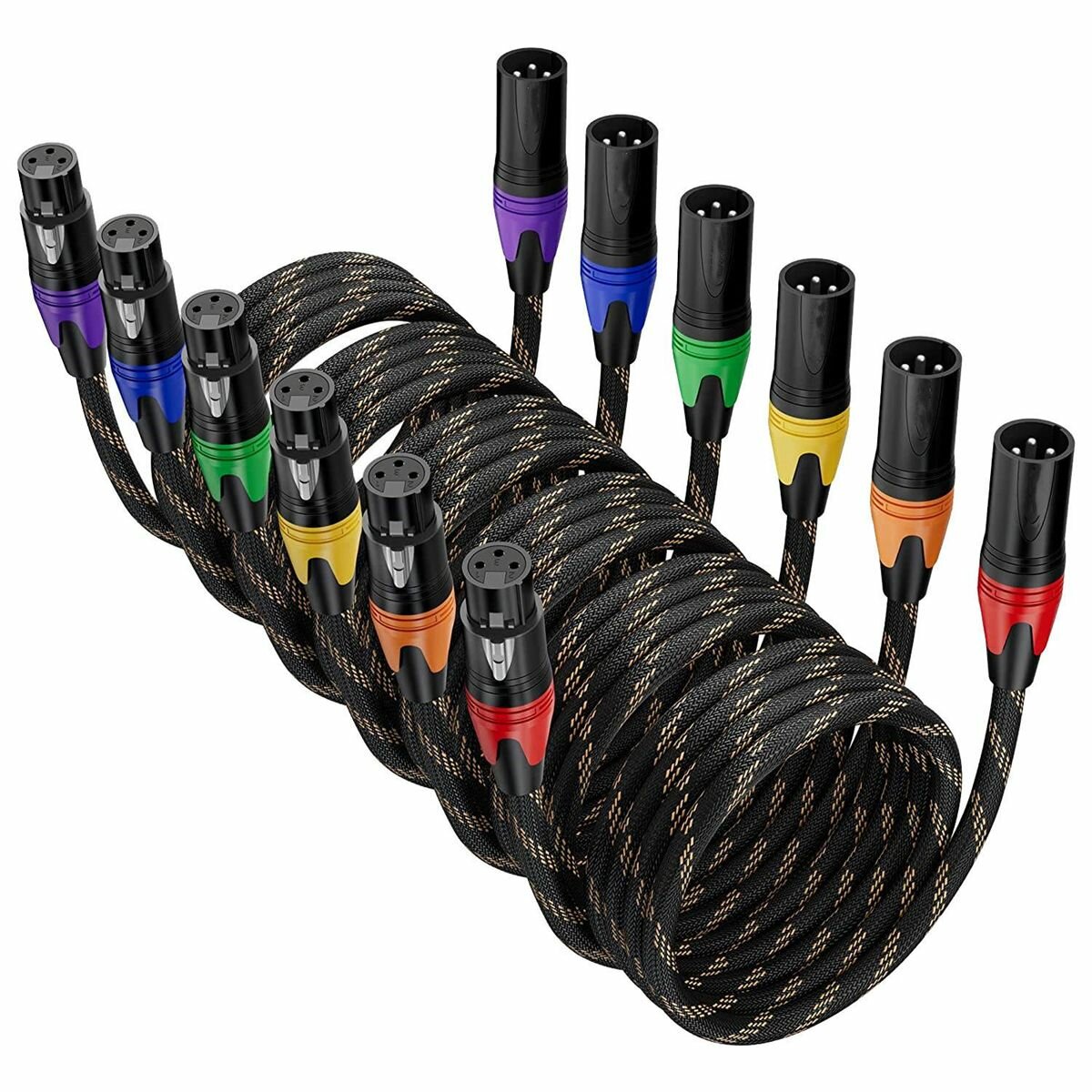 (O032J)6 комплектов кабелей XLR, микрофонный кабель XLR папа-гнездо , 3-контактный симметричный акустический кабель XLR для микрофонного микшера, подкаст для динамиков