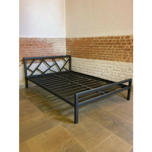 Цезарион, кровать металлическая, кованная, усиленная, основание-металлокаркас, цвет - черный муар, 140х200