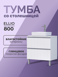 Тумба напольная в ванную под раковину Ellio 800-0-2 со столешницей