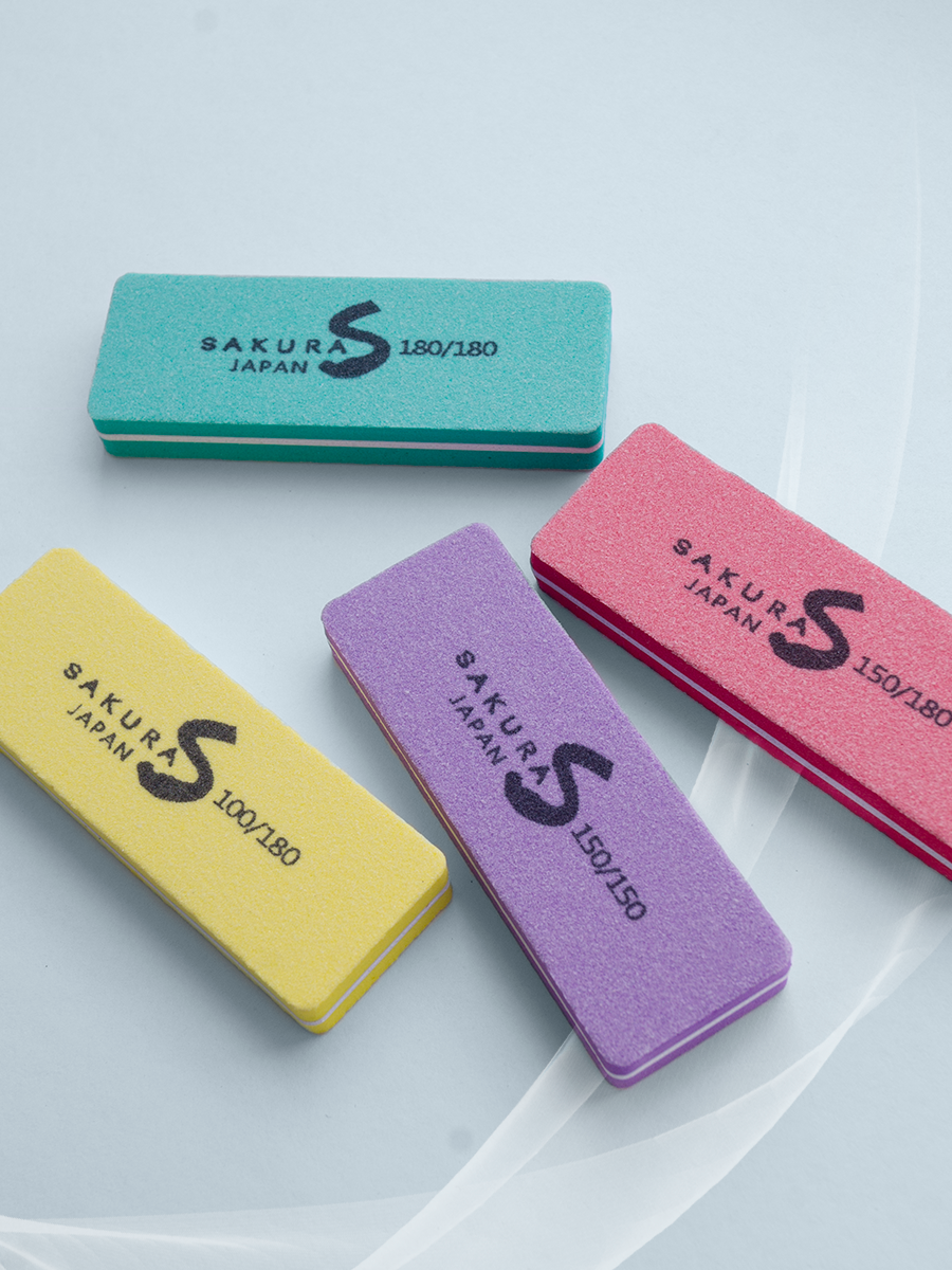 Набор бафиков шлифовщиков для ногтей маникюра и педикюра 20шт Sakura 180/180 грит — фото 1