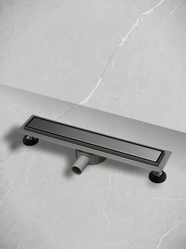 Изображение товара Трап для душа в полу под плитку, слив для душа широкий 600 мм, оружейная сталь