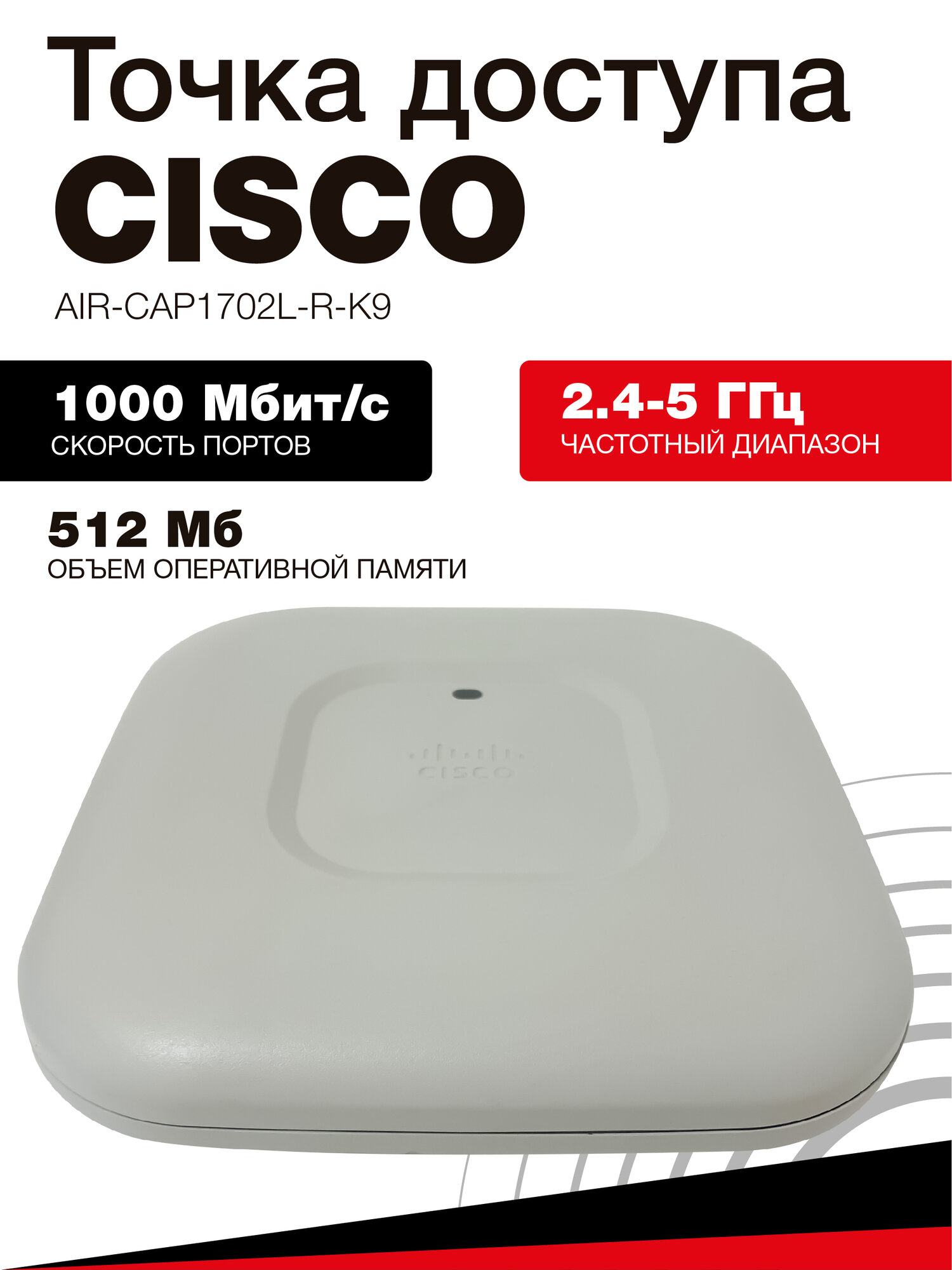 Точка доступа Cisco AIR-CAP1702I-R-K9, Wi-Fi, 5ГГц, PoE, MIMO