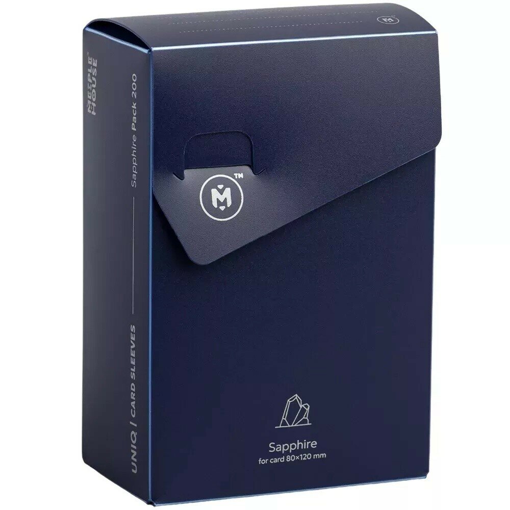 Протекторы Meeple House Uniq Card Sleeves Sapphire pack (размер 80х120 мм) 200 шт: стандарт прозрачные
