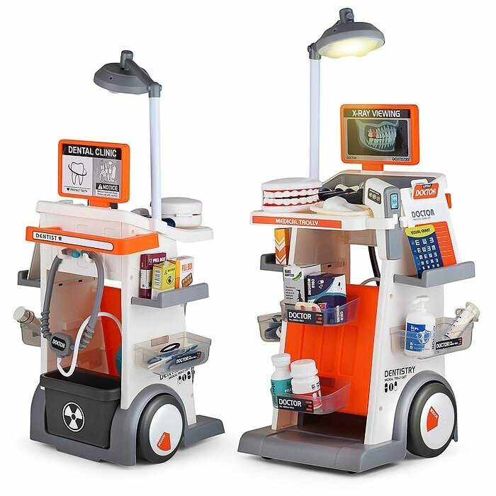Игровой набор медицинская тележка стоматолога 26 аксессуаров свет