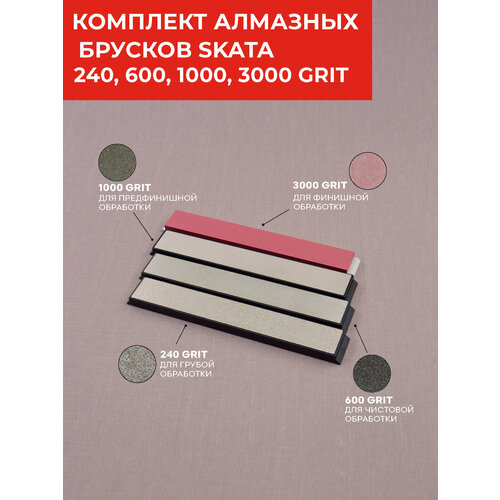 фото Комплект заточных брусков skata 240, 600, 1000, 3000 грит, 20мм