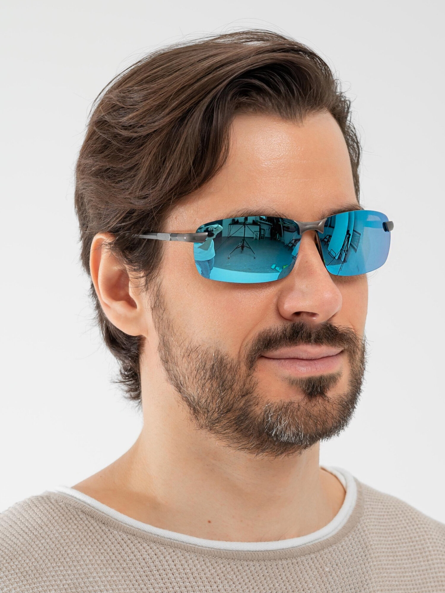 Солнцезащитные очки Zabologen, голубой/черный — фото 1