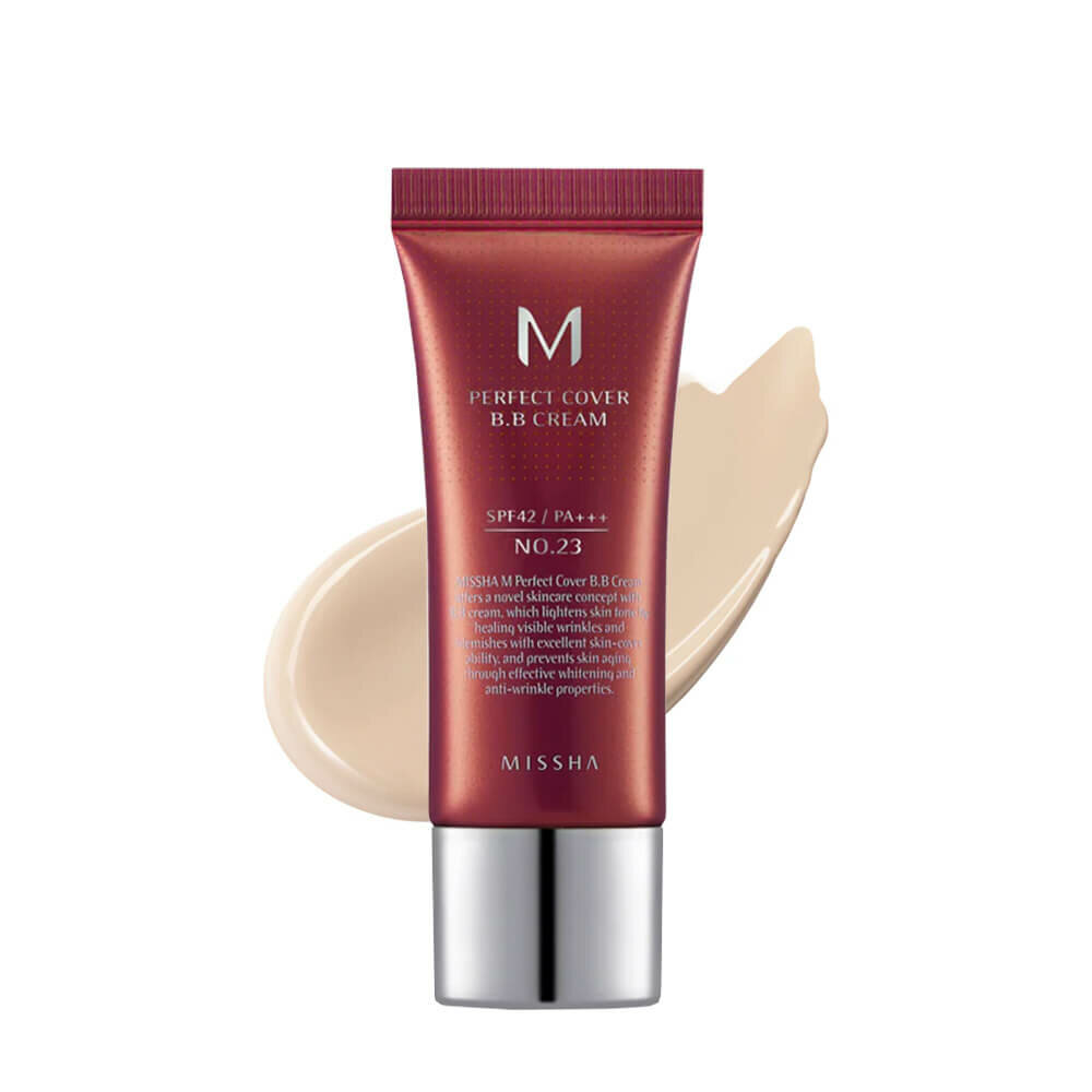 Missha BB крем для лица M Perfect Cover BB Cream тональный солнцезащитный SPF 42++ Корея, тон 23, 20 мл