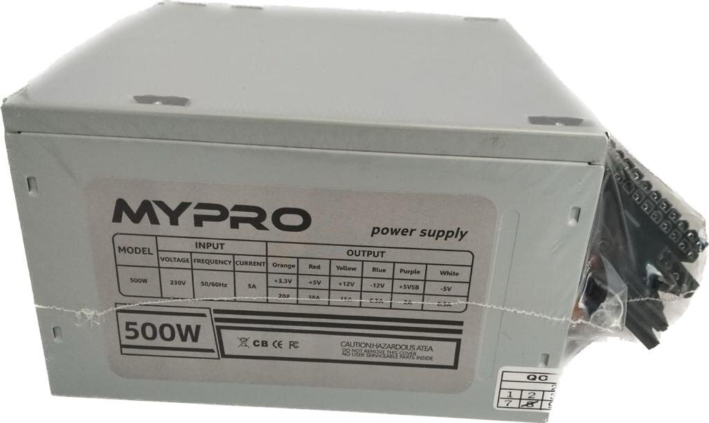 Блок питания MYPRO, для офисных ПК, 500Вт, ATX, 24+ 4 pin, 2 SATA, 2 Molex — фото 1