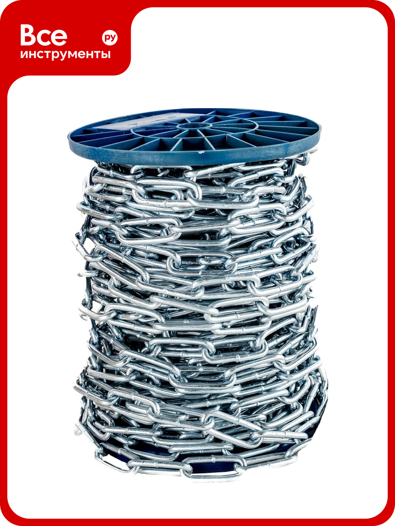 Сварная цепь креп-комп длиннозвенная DIN 763 м6 30м цд6
