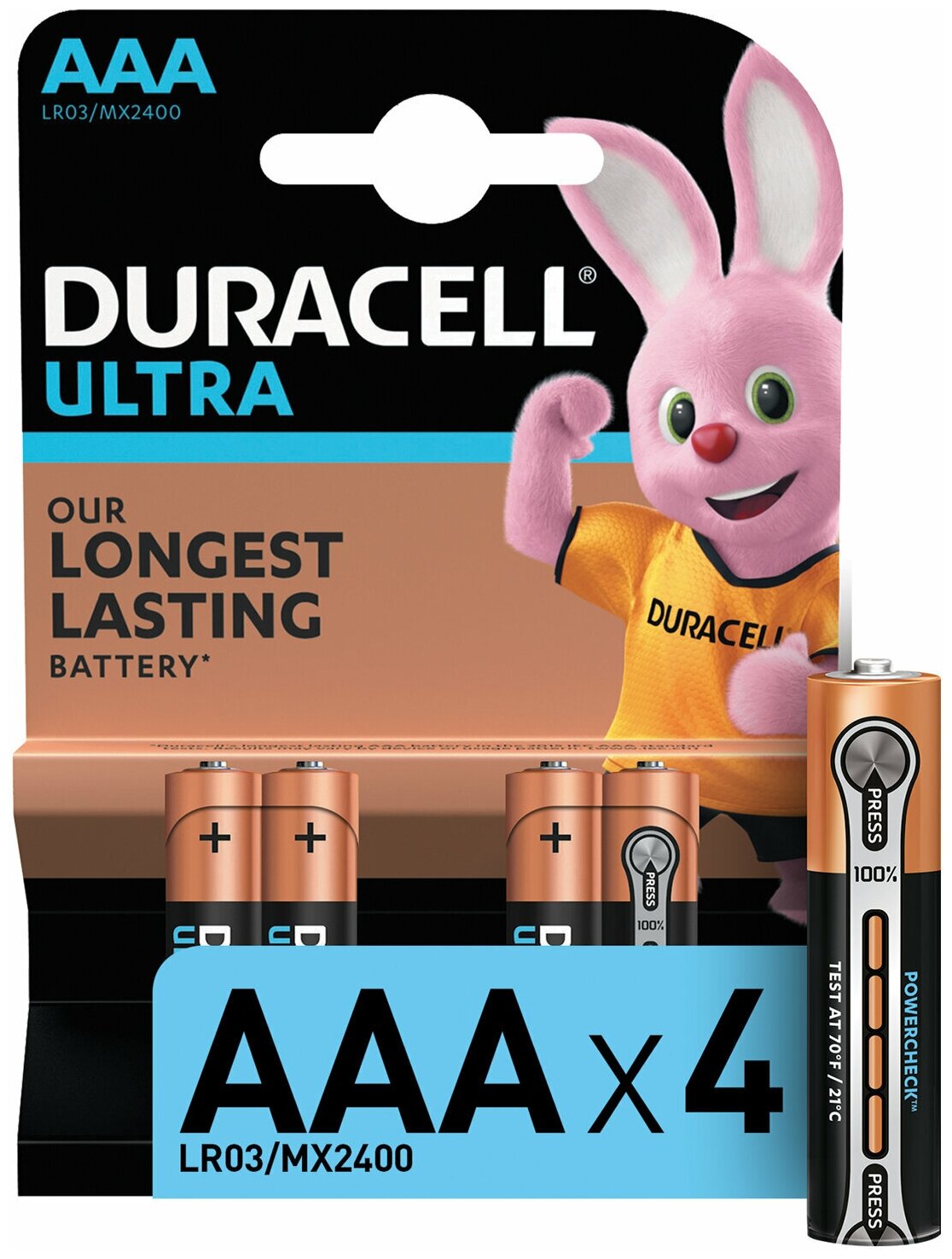 Батарейки комплект 4 шт DURACELL Ultra AAA (LR03 24А) алкалиновые