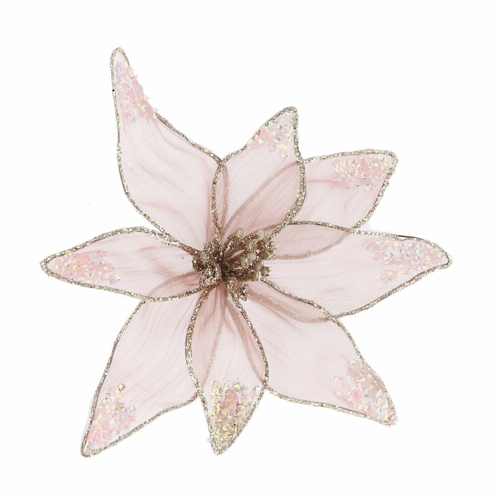 Цветок искусственный Пуансеттия (на клипсе) 21х21х7 см KSM-824306