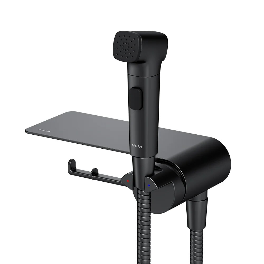 Гигиенический душ AM.PM Func F0H8F922 со смесителем встраиваемый черный латунь матовый скрытого монтажа