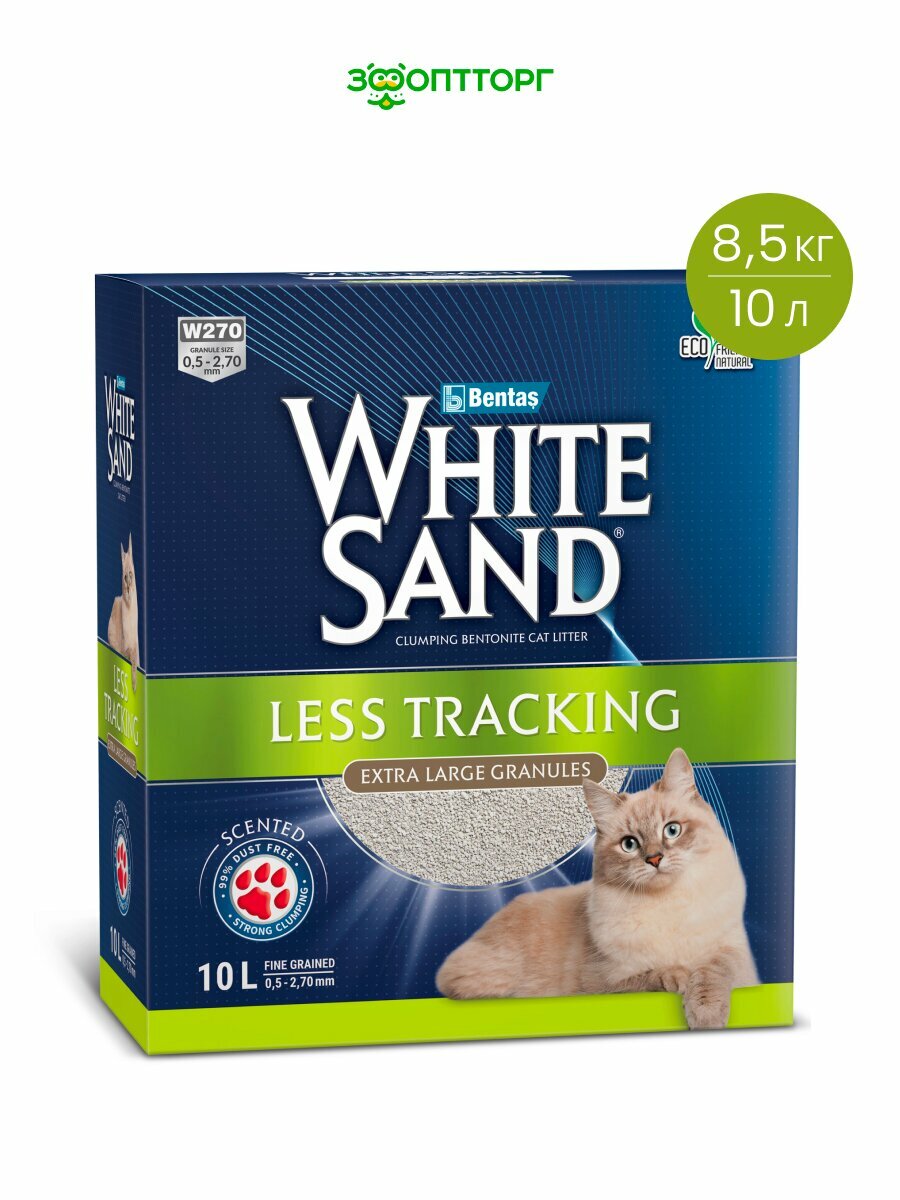 White Sand наполнитель минеральный комкующийся не оставляющий следов 85 кг 10 л.