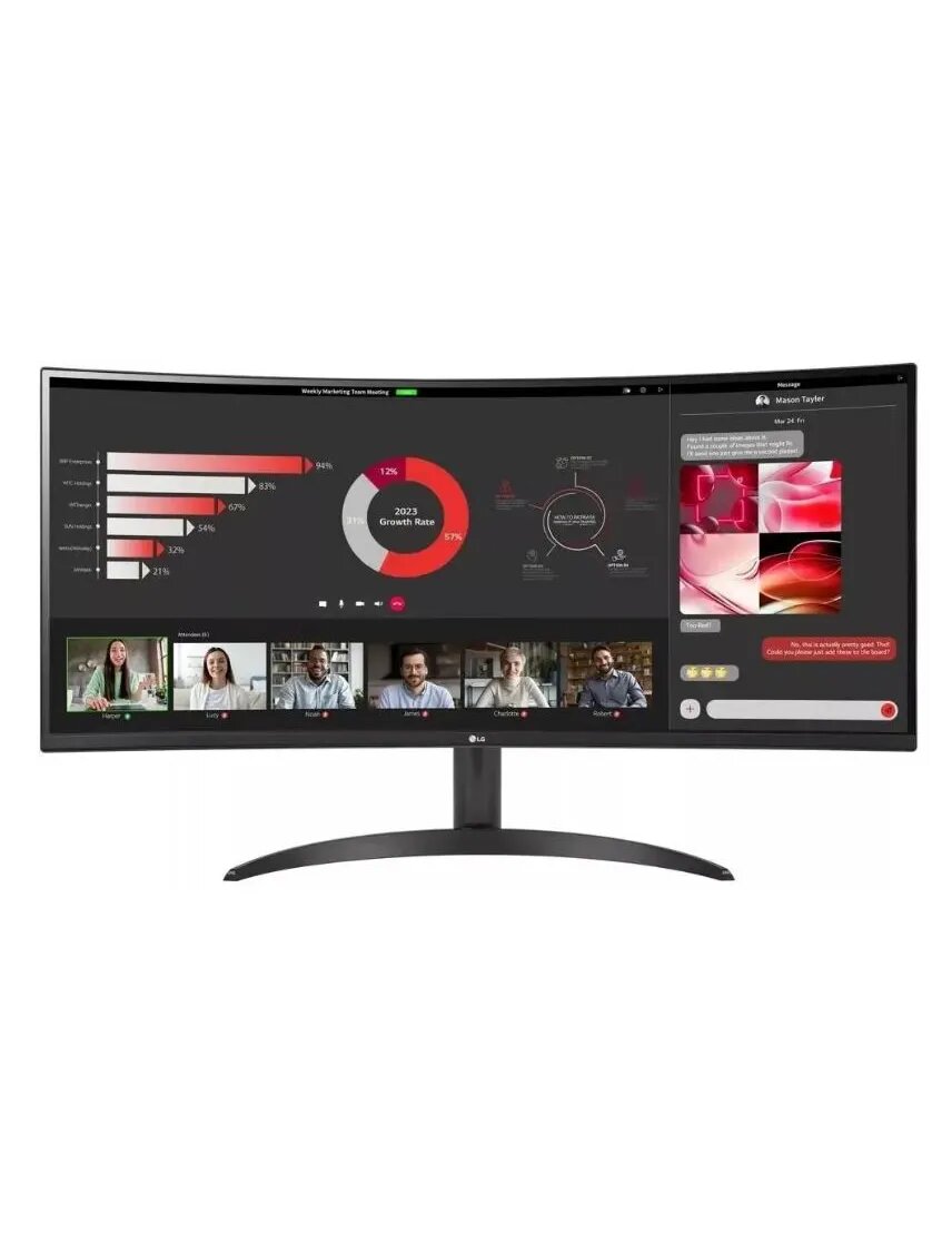 Монитор 34" LG, UltraWide 34WR50QK-B, VA, 100Гц, 21:9, Черный