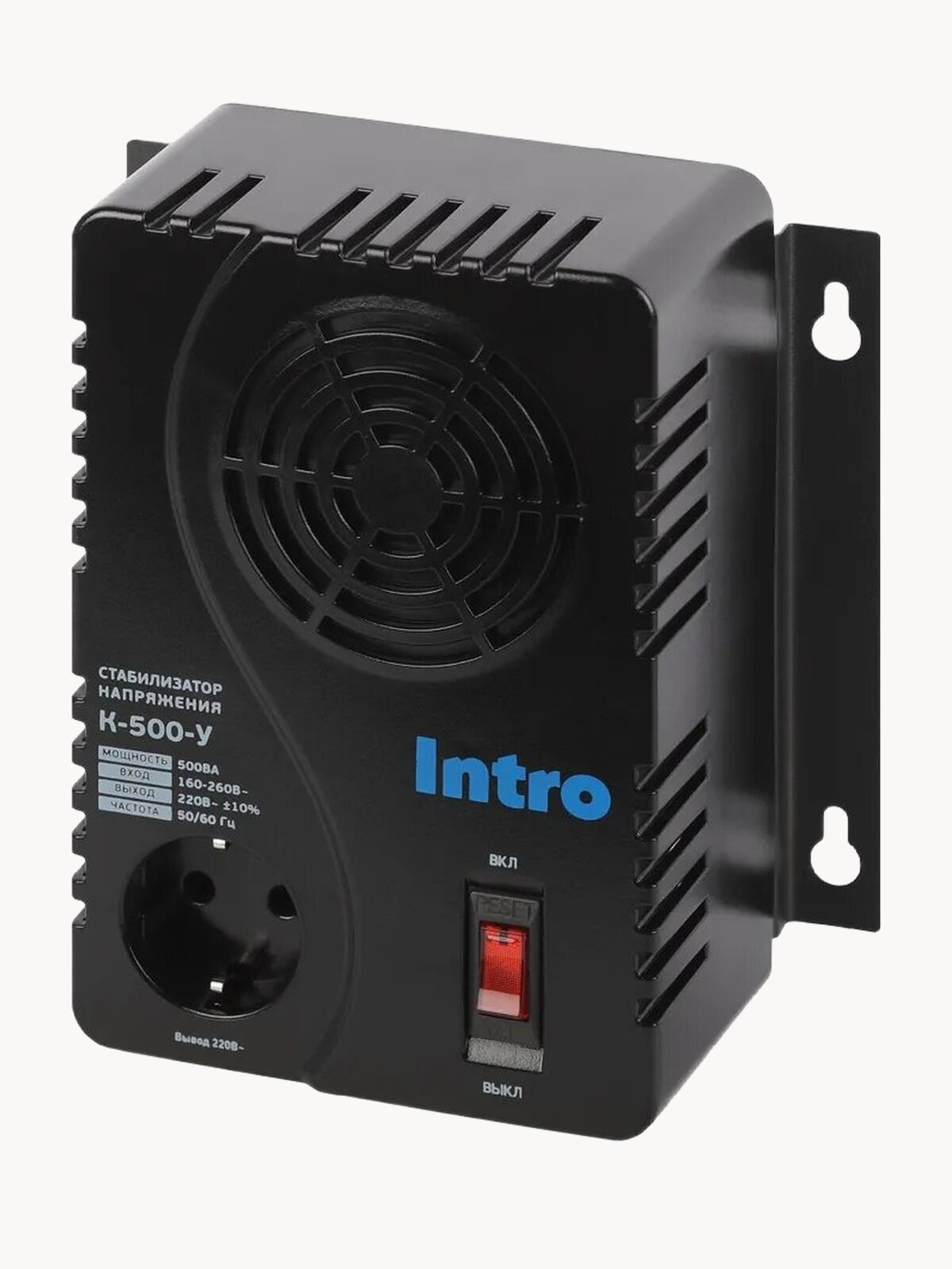 Стабилизатор напряжения 220в Intro К-500-У однофазный релейный компактный для газового котла 500ВА, 160-260В