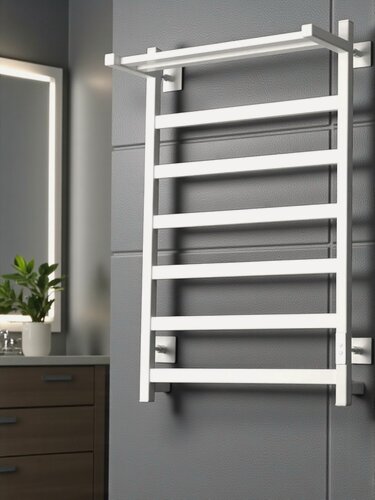 Изображение товара Полотенцесушитель электрический 500мм 800мм TermoPrime белый матовый RAL 9005, скрытое подключение/кабель с вилкой.