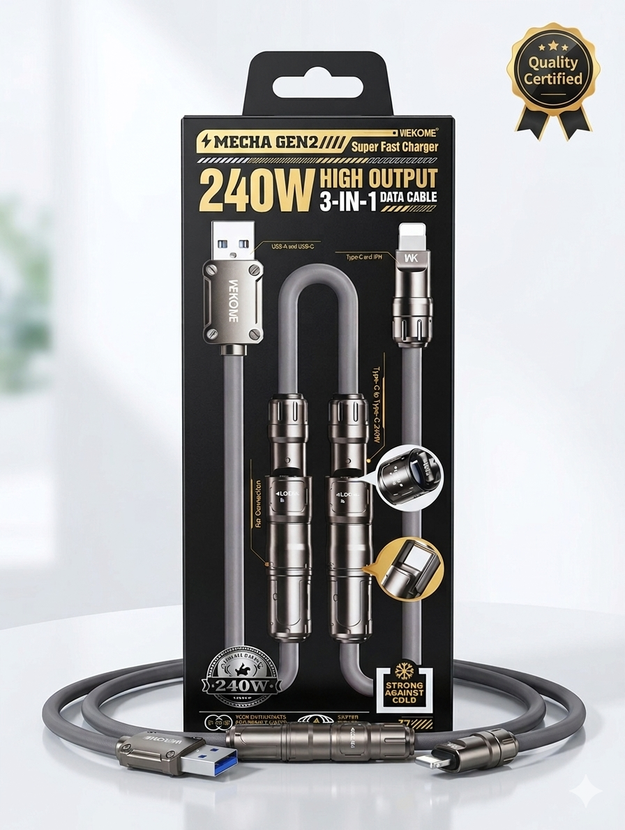 Силиконовый кабель 3в1 240W KINKONG WDC-77