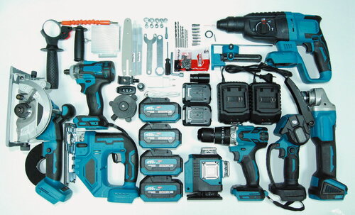 Изображение товара Набор аккумуляторного инструмента 8 в 1, бесщеточный с 4-мя АКБ по 6 Ан