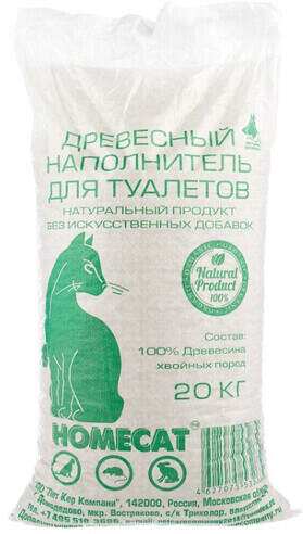HOMECAT 20 кг древесный наполнитель для кошачьих туалетов мелкие гранулы