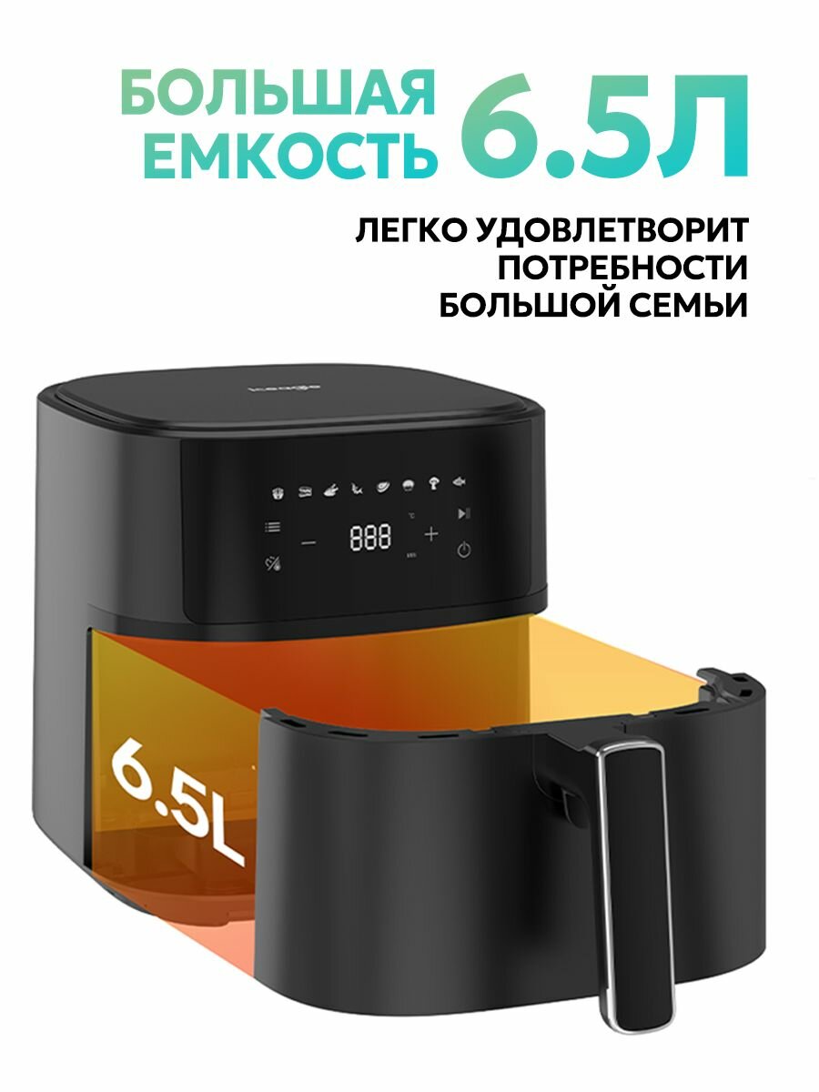 Инновационный аэрогриль с технологией приготовления на Пару - Steam Fry-Up и горячим обдувом воздуха на 12 программ, Аэрофритюрница, мультипечь, сушилка для овощей и фруктов, дегидратор — фото 1