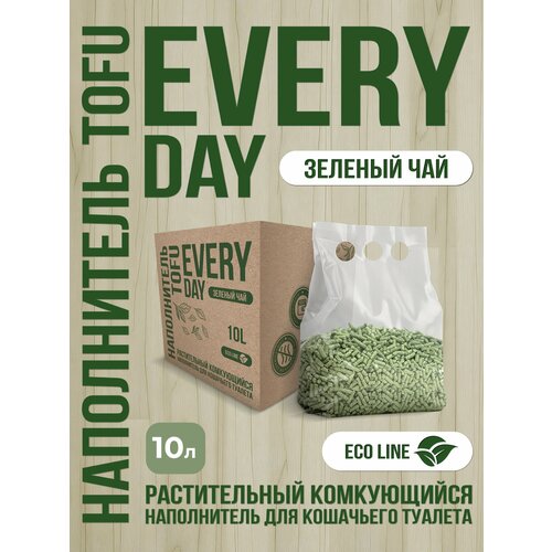 EVERYDAY TOFU BOX Зеленый чай 10 л растительный комкующийся натуральный наполнитель для кошачьих туалетов зеленый чай