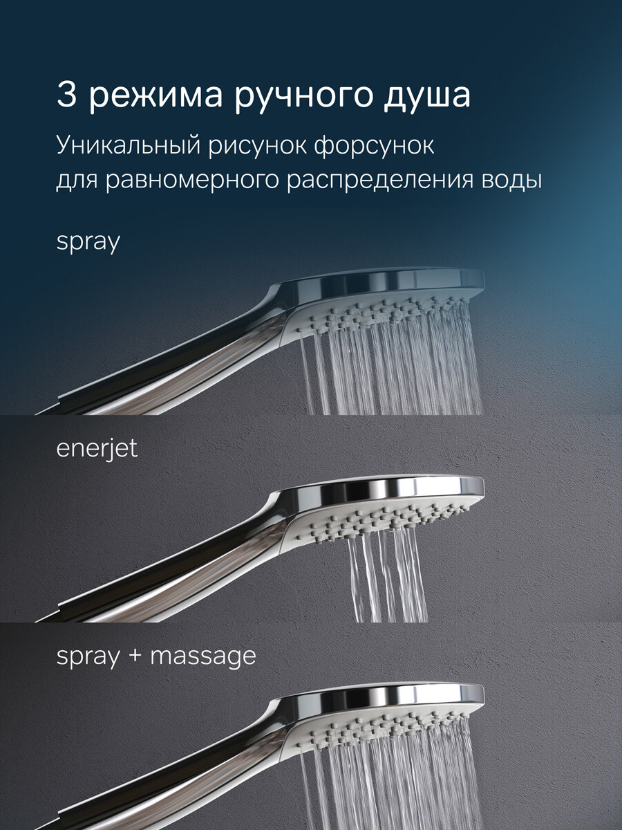 Душевой комплект AM.PM Gem ручной душ со шлангом, штанга, хром — фото 1