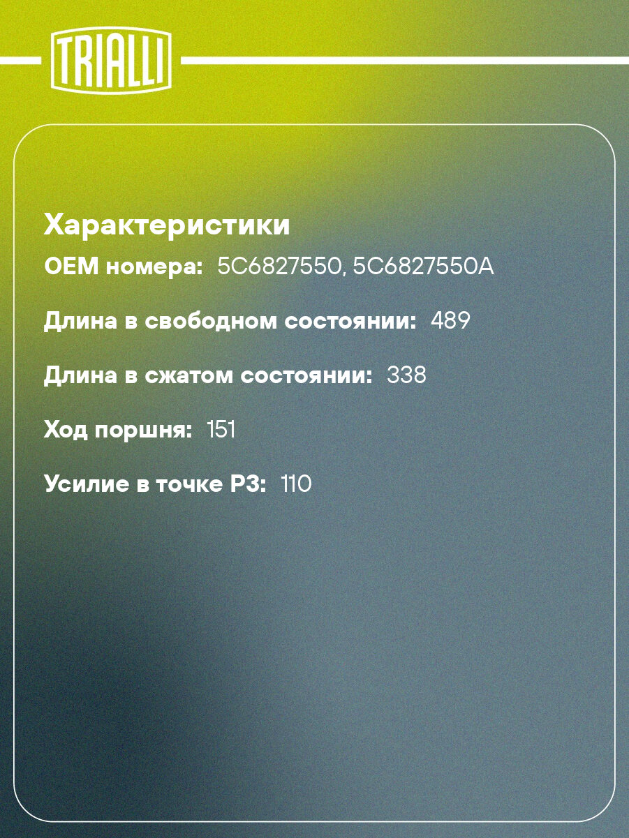 Амортизатор (упор) крышки багажника для автомобиля Volkswagen Jetta (11-) GS 1819 TRIALLI — фото 1