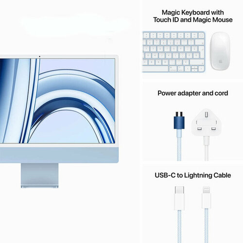 Моноблок Apple iMac 24 2023 M3 8-Core GPU 10-Core 16GB 512GBBlue 16 ГБ 512 ГБ 163000₽