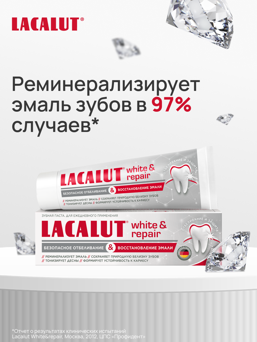 Зубная паста LACALUT White&Repair, отбеливание, восстановление, 75мл — фото 1