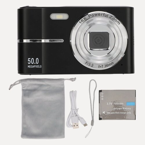 Изображение товара Pocket Digital Camera FHD 1080p 50mp Поддержка AF AUTOFOCUS 16X Zoom Студенты Портативный компактный маленький видео камера Black