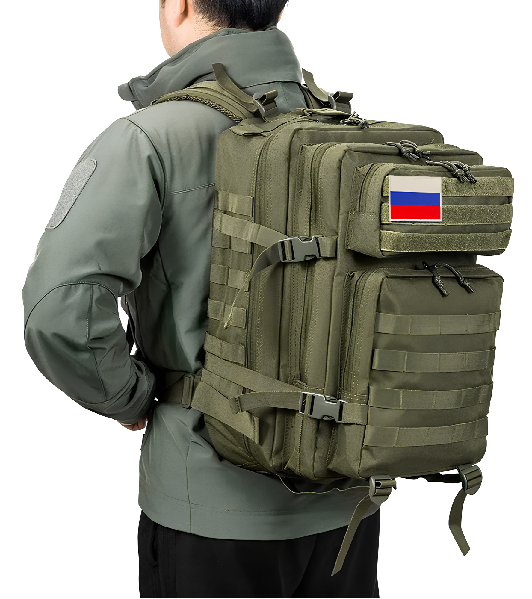 Тактический рюкзак, для отдыха и путешествий, объем 50 л. , непромокаемый, зеленый (олива) — фото 1