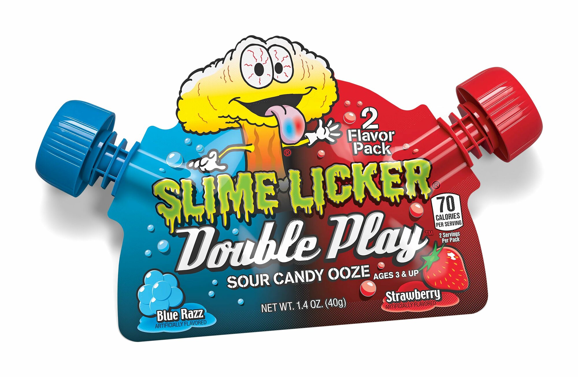 Конфеты TOXIC WASTE - Slime Licker Double Play - Sour Candy Ooze - Strawberry & Blue Razz 40г