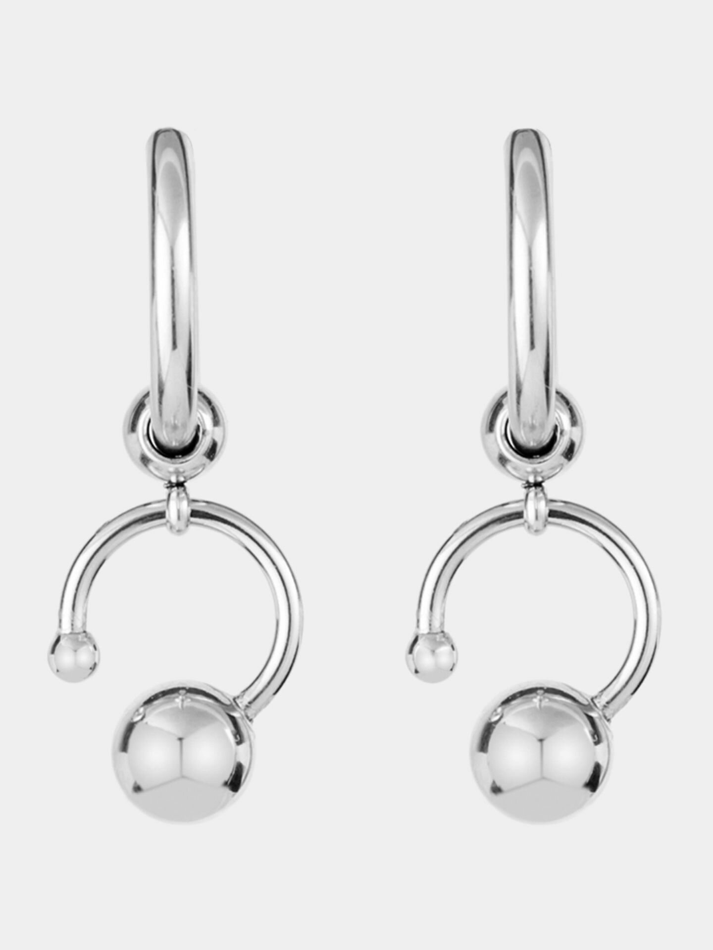 Серьги конго, с подвесками RESURS, серый, серебряный — фото 1