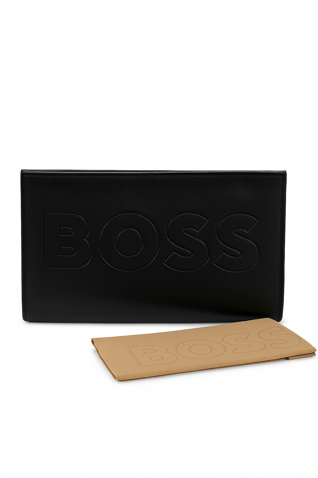 Чехол BOSS, для очков, искусственная кожа, черный, с салфеткой, 21x15 см