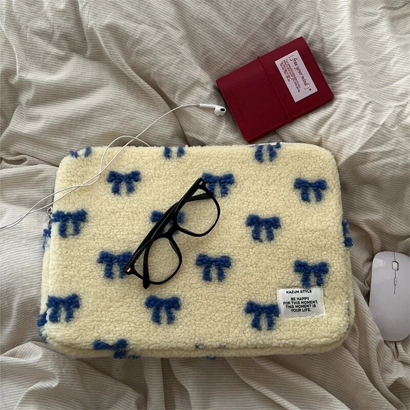 Милый плюшевый чехол для ноутбука с бантом 13,6/14/15/15,6 дюймов для Macbook Air13 Pro16 Xiaomi Lenovo Dell Notebook Ipad Pro11, чехол для планшета, YELLOW, For macbook16inch, Унисекс