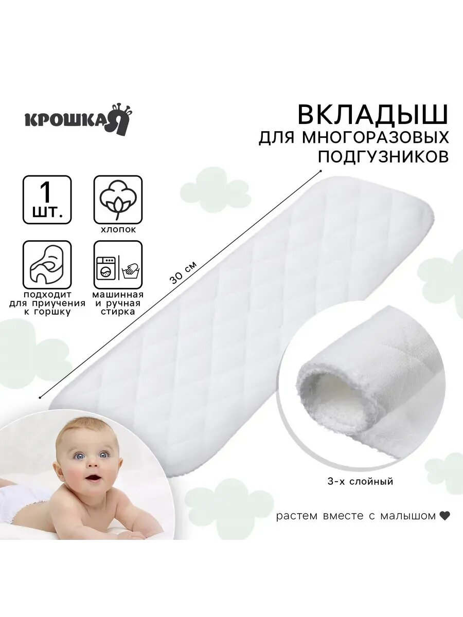 Хлопковые вкладыши в многоразовый подгузник