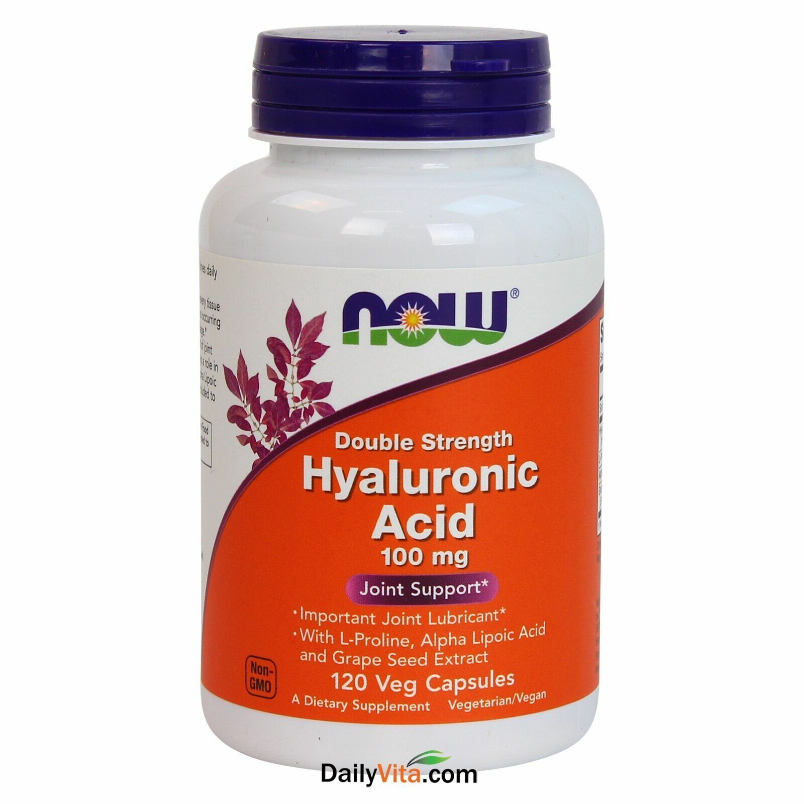 Гиалуроновая кислота Нау Фудс Hyaluronic Acid Double Strength, 100мг, 2х, 120 капс