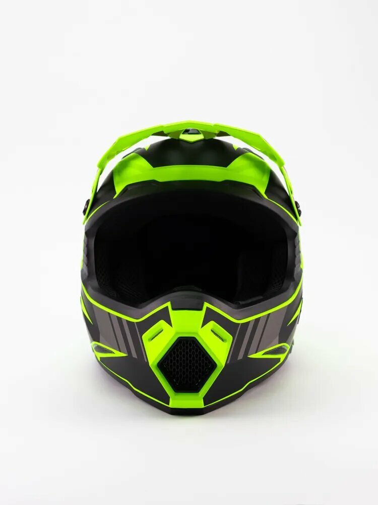 Мотошлем кроссовый SHOCK NEW MATT LIGHT GREEN/BLACK PURPLE размер XL для мотоциклиста — фото 1
