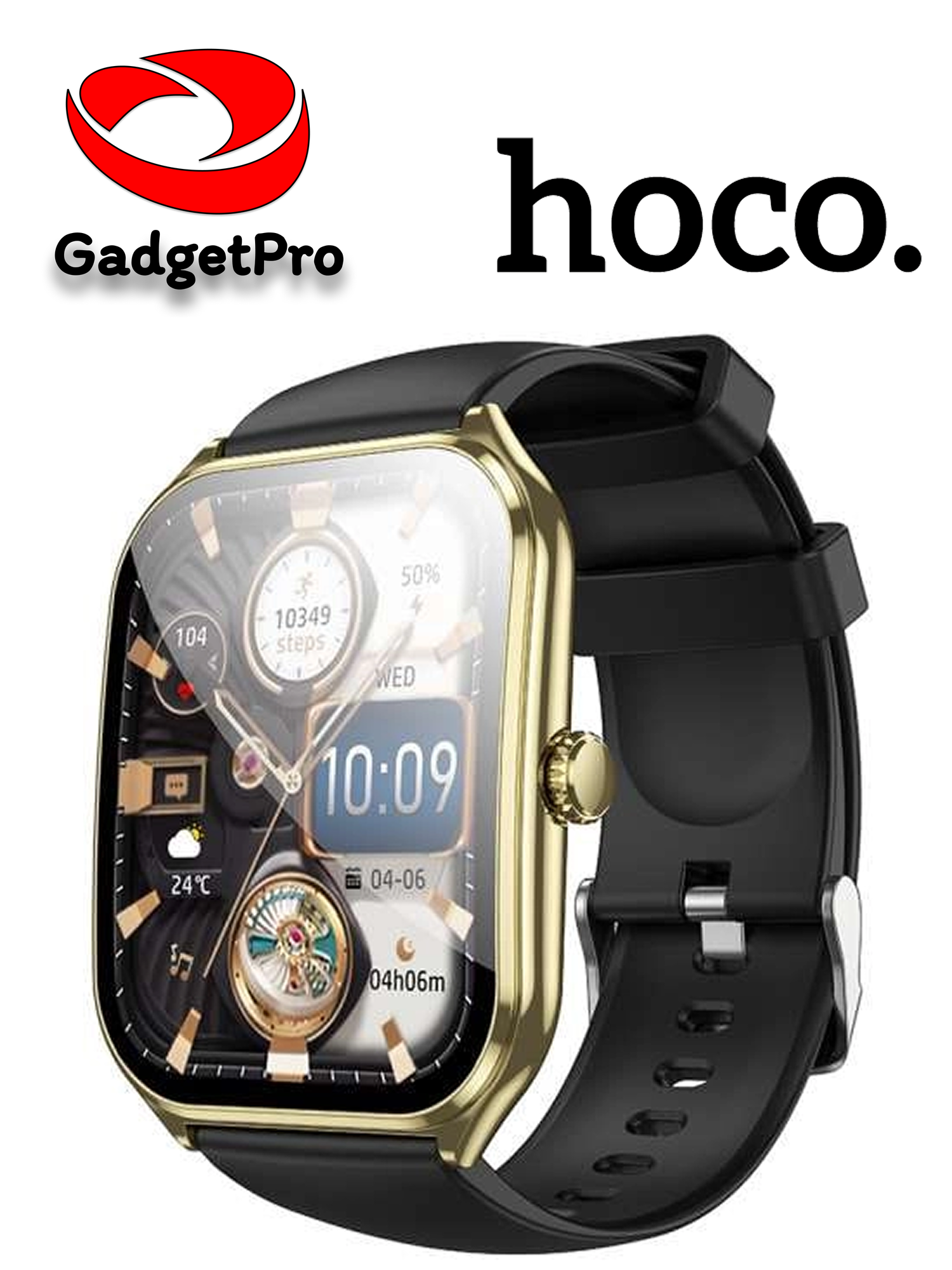 Смарт-часы Hoco Y28 AMOLED 1.78, IP68", SpO2, звонки, уведомления, силикон, золотой