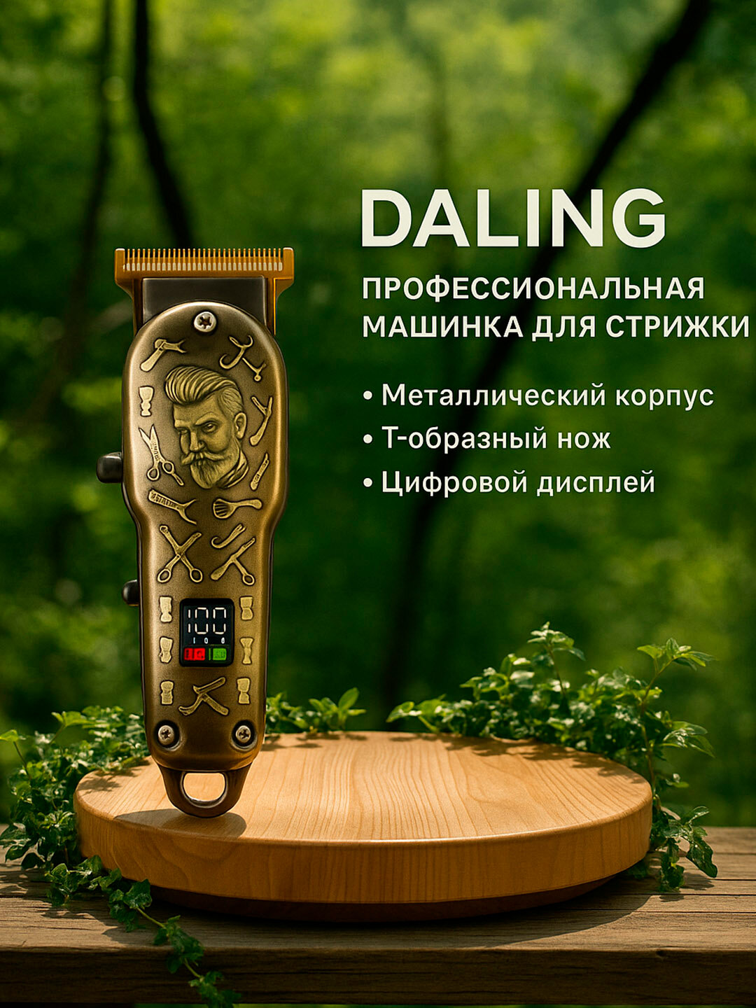 Профессиональная беспроводная машинка для стрижки волос и бороды Daling DL-1791