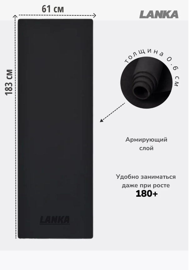 Коврик для йоги, спорта, фитнеса, нескользящий, 184 см x 61 см
