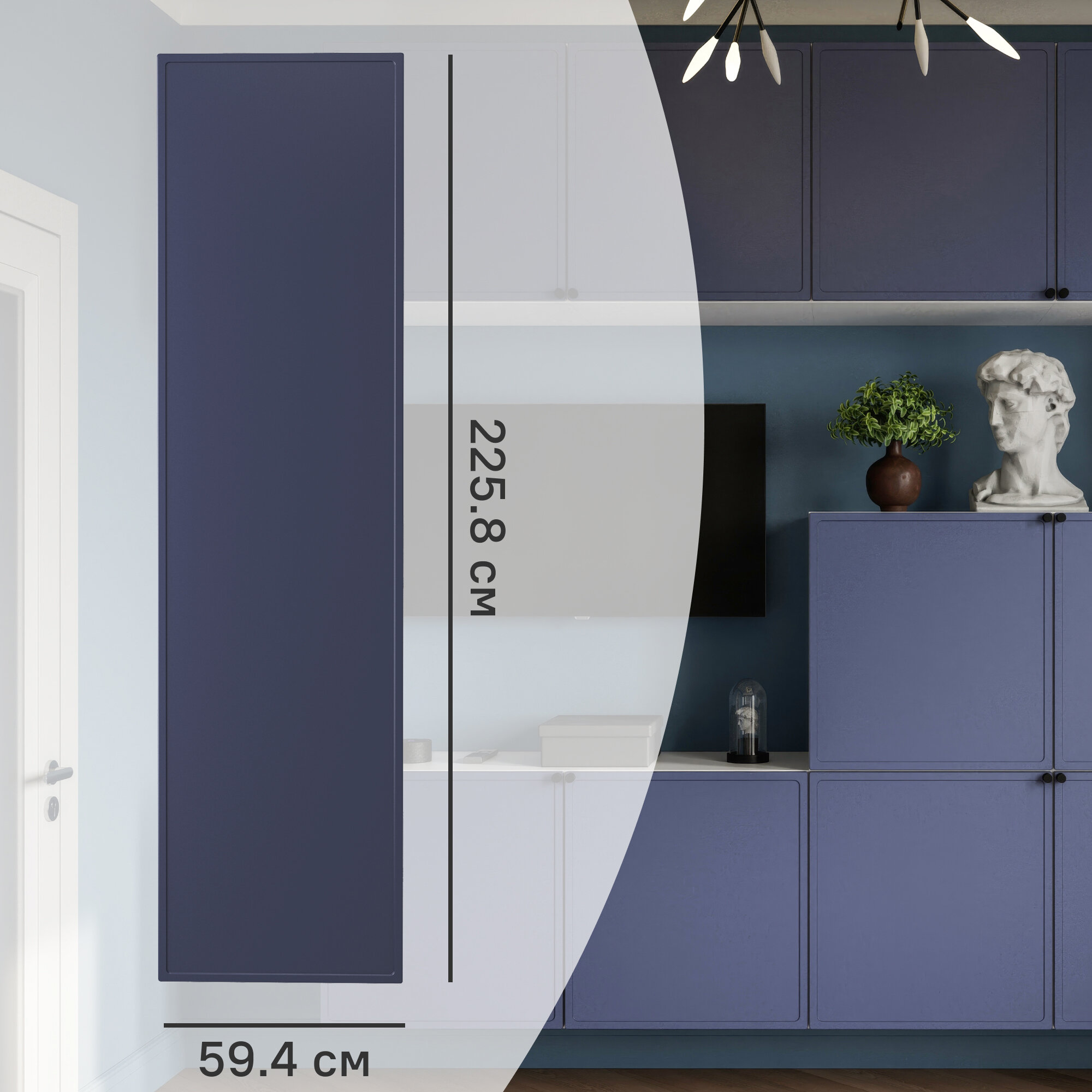 Дверь для шкафа Лион Амьен 59.4x225.8x1.9 см МДФ цвет индиго