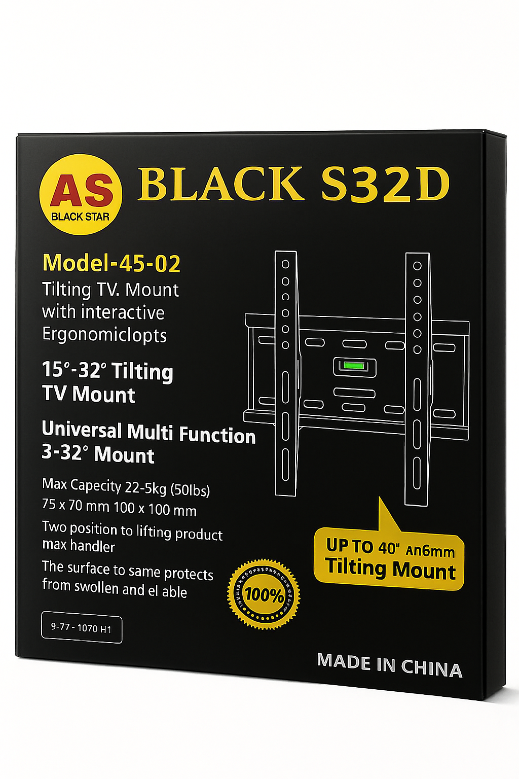 Кронштейн BLACK STAR, для телевизора и монитора, оригинал, от 14" до 32"