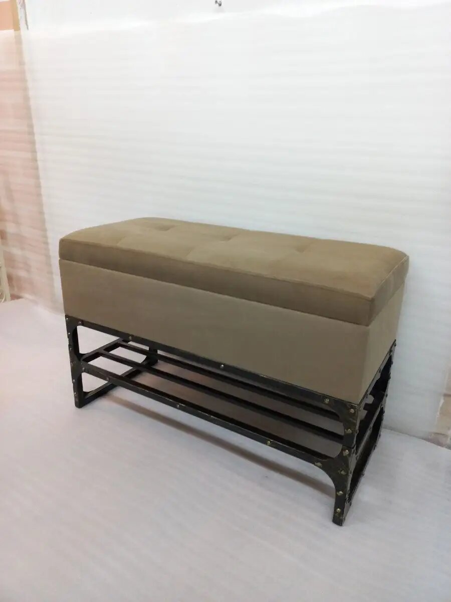 Кованая банкетка с ящиком, Студия кованой мебели Нива, цвет античная бронза