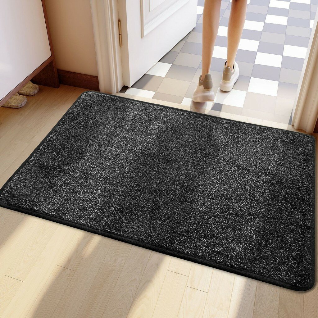 Ковровое покрытие из прочного полиэстера с absorбционными свойствами для прихожей и жилых помещений черный 45x70 см