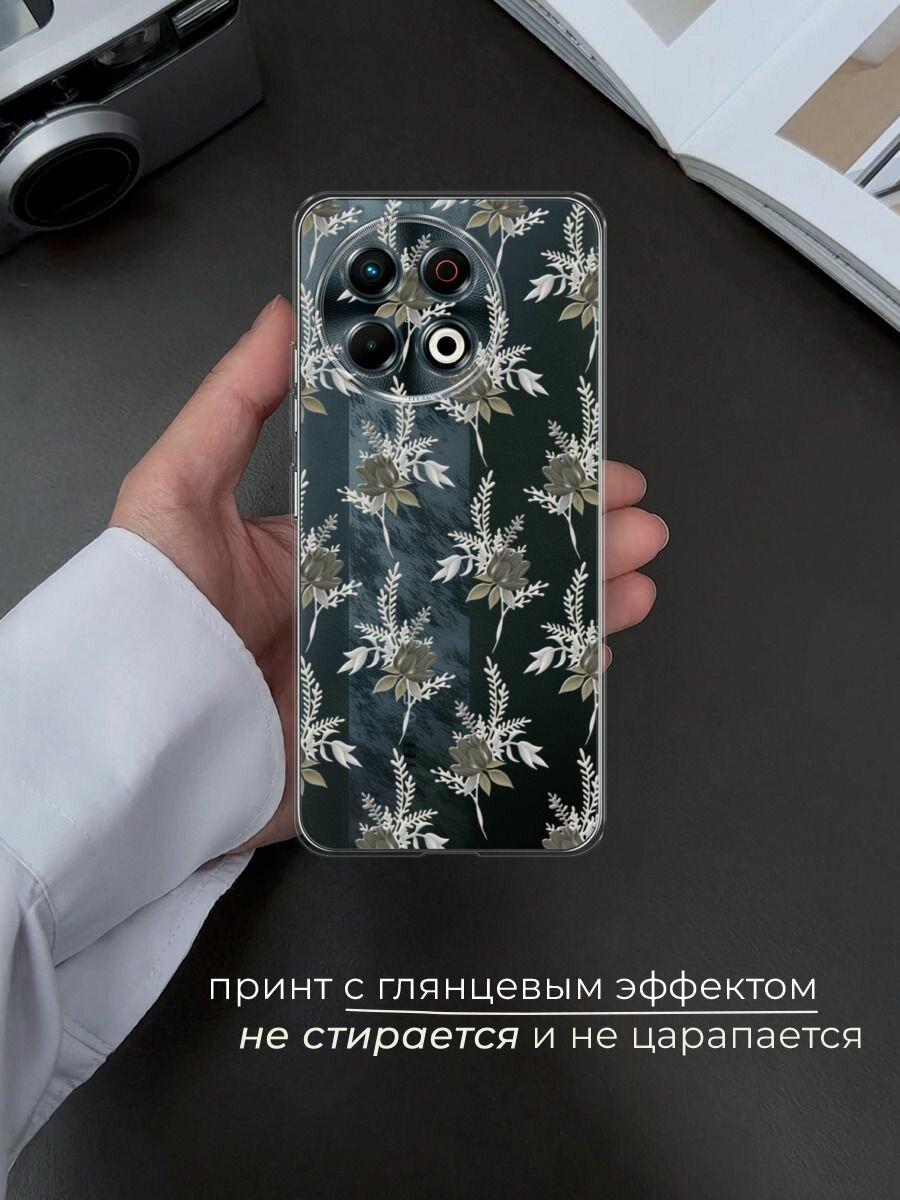Чехол на Tecno Spark 30 Pro / Текно Спарк 30 Про с принтом "Паттерн цветы сепия" — фото 1